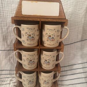 Charming Heartland Ceramic Mug Set with Stand